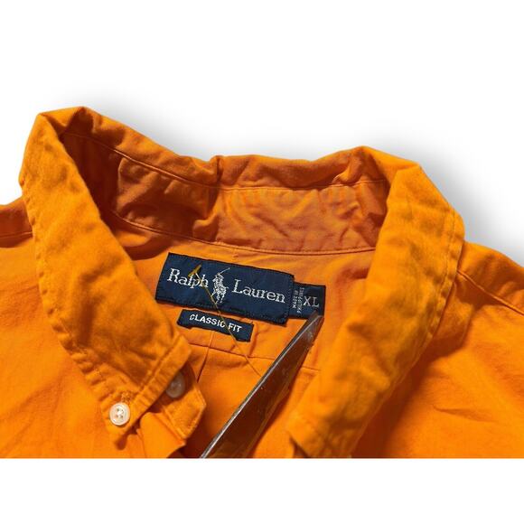 Ralph Lauren Men's Orange Green Pony Classic Fit Button Shirt Size XL LS - Picture 3 of 7